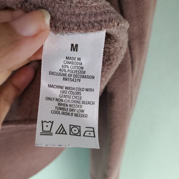 Aeropostale Womens Mocha Brown Zip Up Floral Embroidered Hoodie Size Medium - Picture 6 of 7